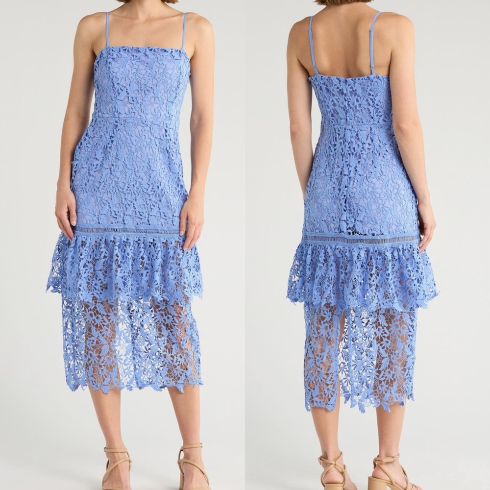 NEW NSR Blue Lace Midi Dress
